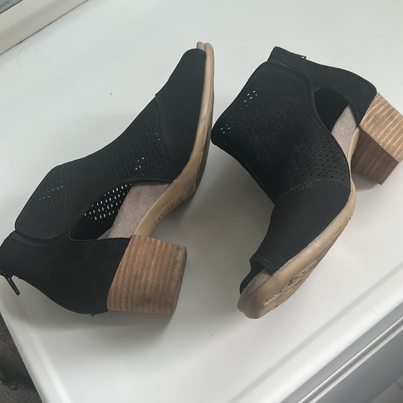 Black suede with mesh open booties - Picture 2 of 6